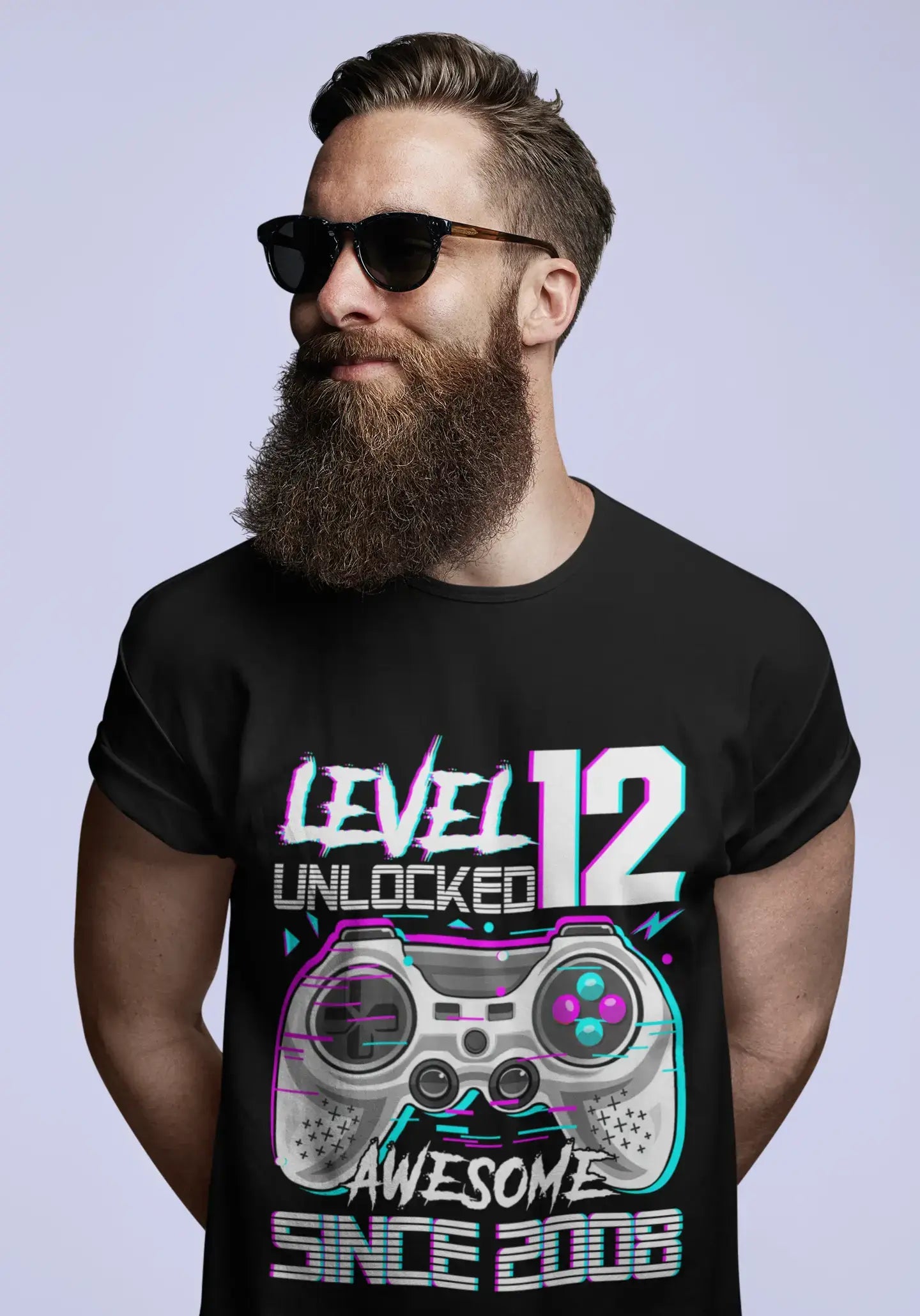 ULTRABASIC Men's Gaming T-Shirt Level 12 Unlocked - Awesome Since 2008 - 12th Birthday Gift