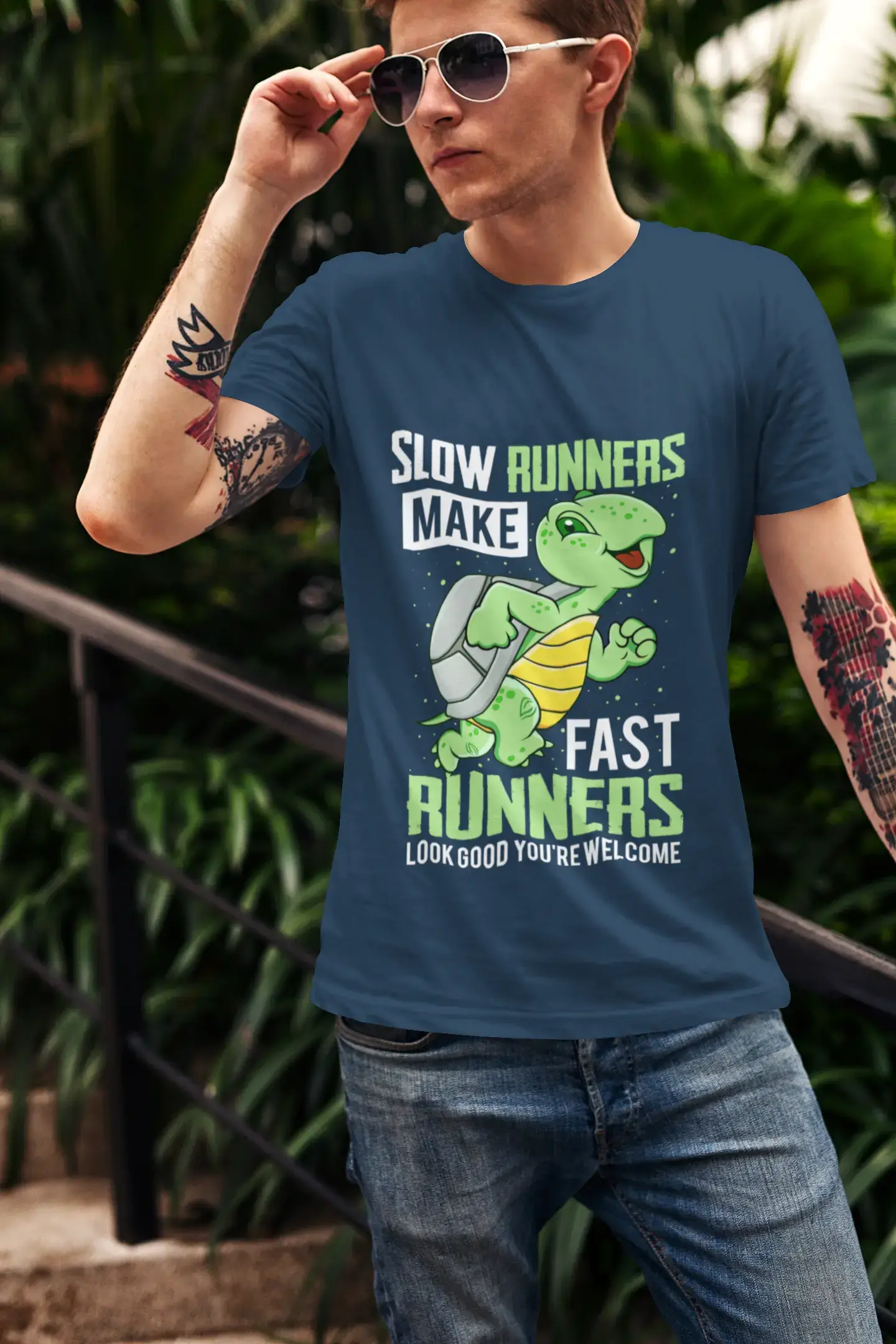 ULTRABASIC Men's Novelty T-Shirt Slow Runners Make Fast Runners - Funny Runner Tee Shirt