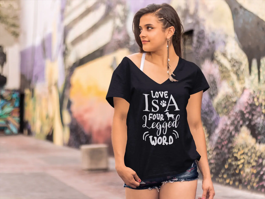 ULTRABASIC Women's T-Shirt Love Is a Four Legged Word - Dog Short Sleeve Tee Shirt Tops