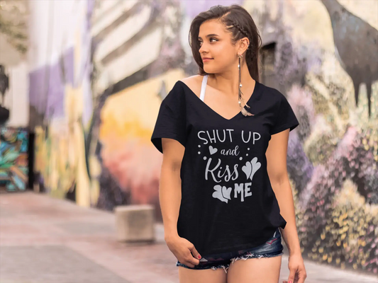 ULTRABASIC Women's T-Shirt Shut Up and Kiss Me - Short Sleeve Tee Shirt Tops