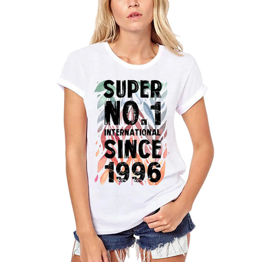 Women's Graphic T-Shirt Organic Super No1 International Since 1996 28th Birthday Anniversary 28 Year Old Gift 1996 Vintage Eco-Friendly Ladies Short Sleeve Novelty Tee