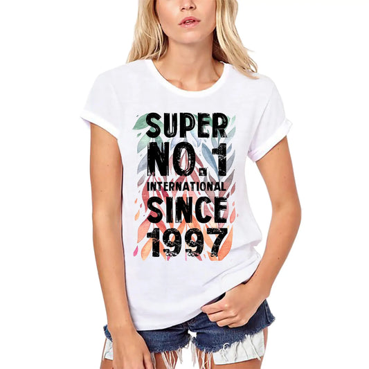Women's Graphic T-Shirt Organic Super No1 International Since 1997 27th Birthday Anniversary 27 Year Old Gift 1997 Vintage Eco-Friendly Ladies Short Sleeve Novelty Tee