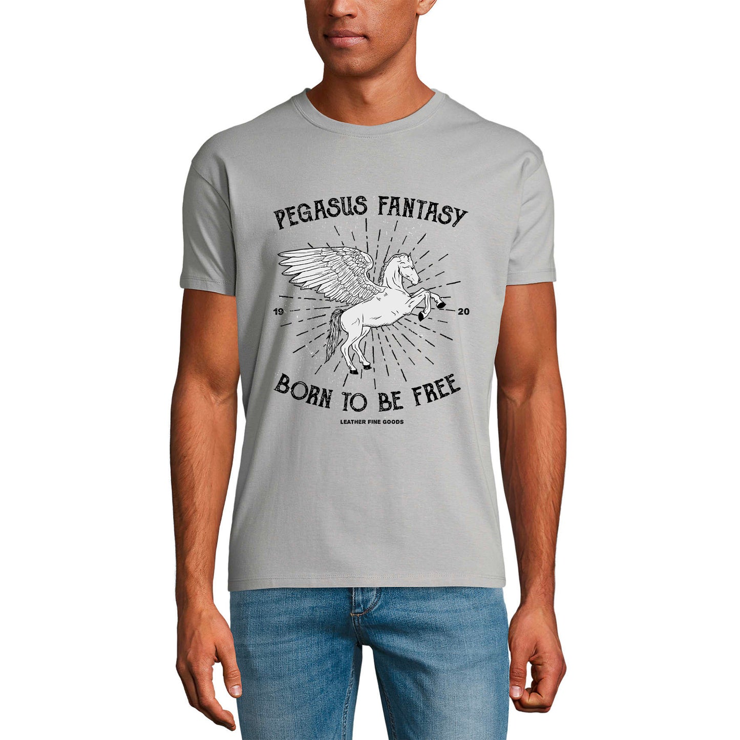 ULTRABASIC Men's T-Shirt Born To Be Free - Pegasus Fantasy - Vintage Shirt