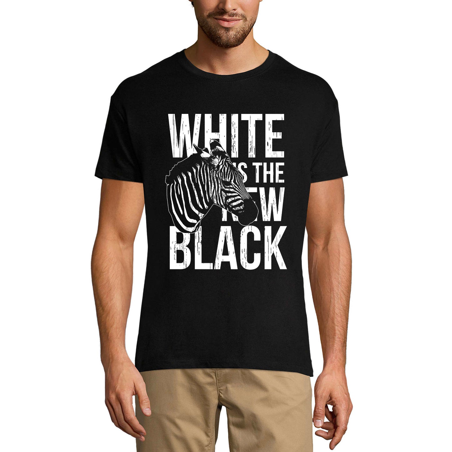 ULTRABASIC Men's Graphic T-Shirt White Is The New Black - Zebra Shirt