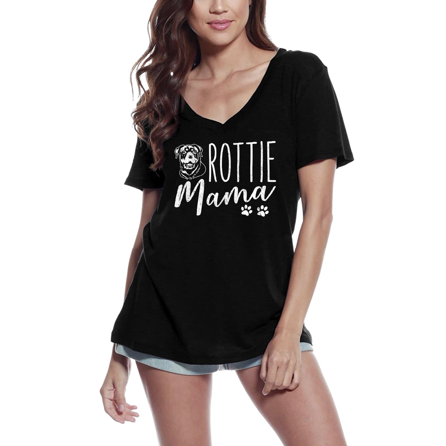 ULTRABASIC Women's T-Shirt Rottie Mama Paw - Rottweiler Mom Mother Dog Lover Tee Shirt for Ladies