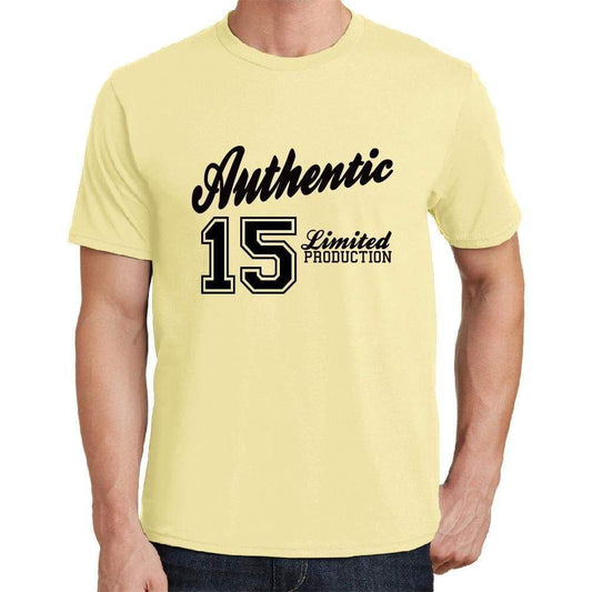 15, Authentic, Yellow, Men's Short Sleeve Round Neck T-shirt - ultrabasic-com