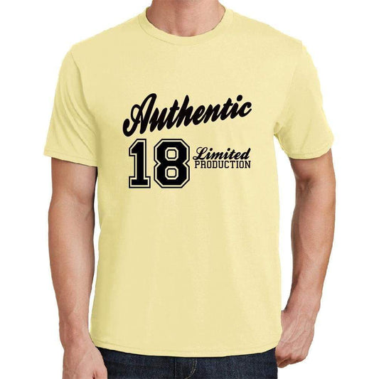 18, Authentic, Yellow, Men's Short Sleeve Round Neck T-shirt - ultrabasic-com