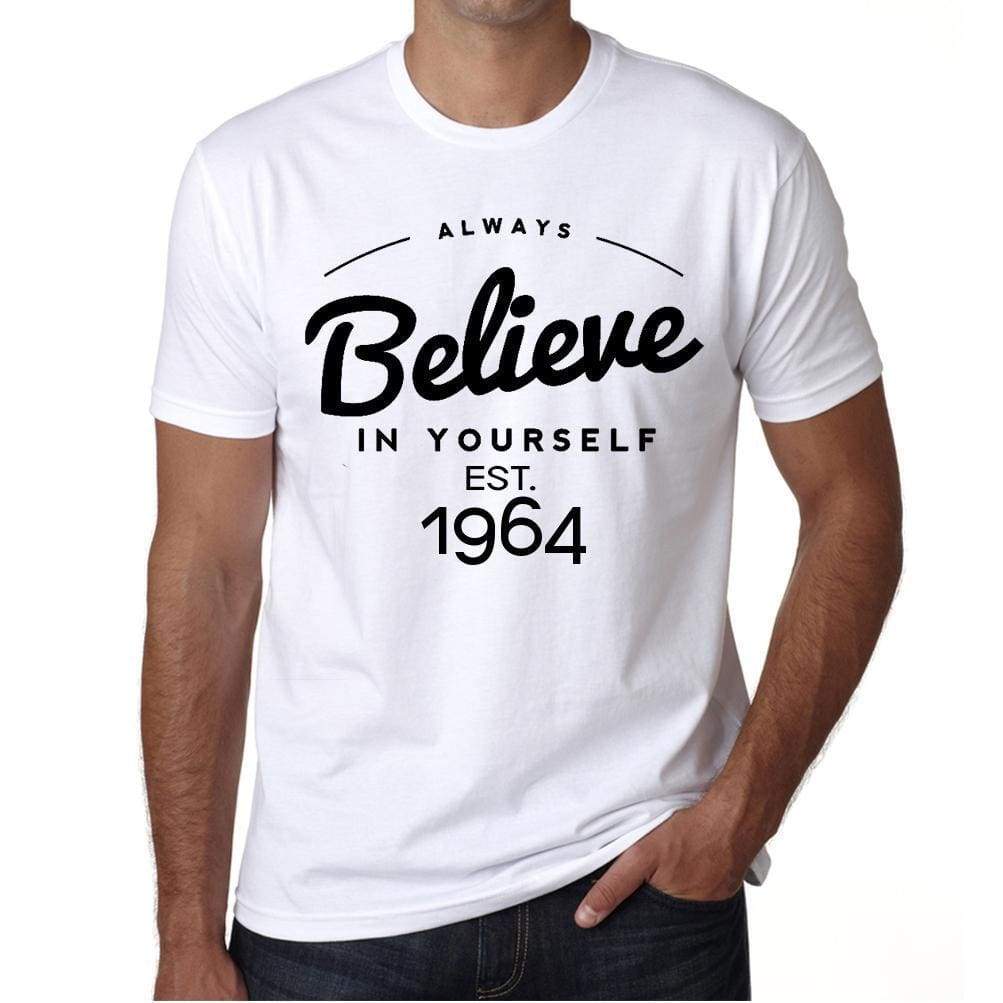 1964, Always Believe, white, Men's Short Sleeve Round Neck T-shirt 00327 - ultrabasic-com