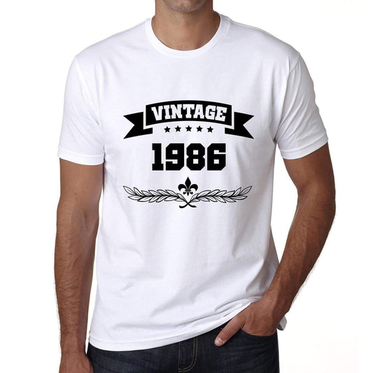 1986 Vintage Year White, Men's Short Sleeve Round Neck T-shirt 00096 - ultrabasic-com
