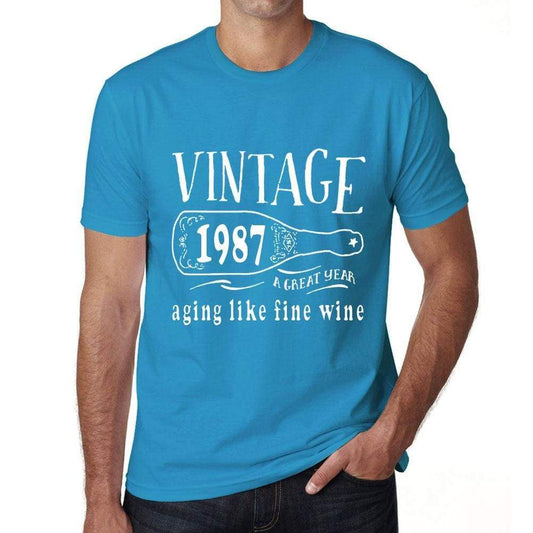 1987 Aging Like a Fine Wine Men's T-shirt Blue Birthday Gift 00460 - ultrabasic-com