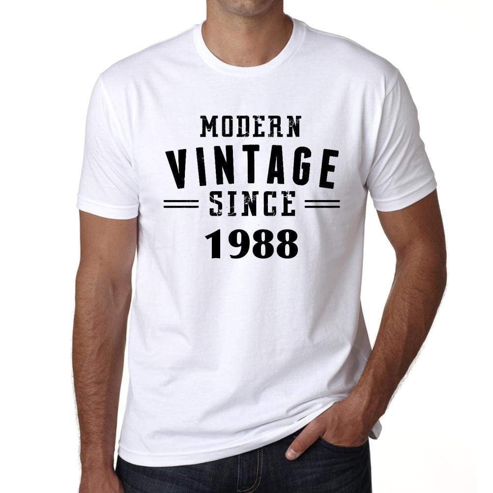 1988, Modern Vintage, White, Men's Short Sleeve Round Neck T-shirt 00113 - ultrabasic-com