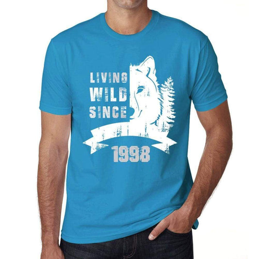 1998 Living Wild Since 1998 Mens T-Shirt Blue Birthday Gift 00499 - Blue / X-Small - Casual