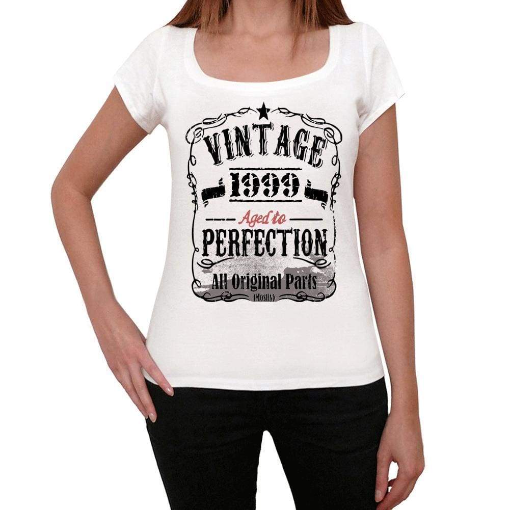 1999 Vintage Aged To Perfection Womens T-Shirt White Birthday Gift 00491 - White / Xs - Casual
