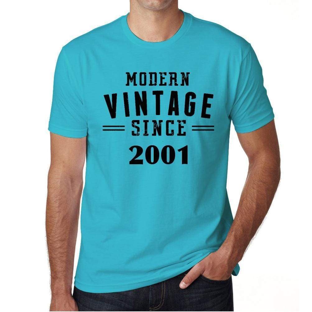 2001 Modern Vintage Blue Mens Short Sleeve Round Neck T-Shirt 00107 - Blue / S - Casual