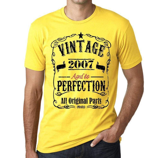 2007 Vintage Aged To Perfection Mens T-Shirt Yellow Birthday Gift 00487 - Yellow / Xs - Casual