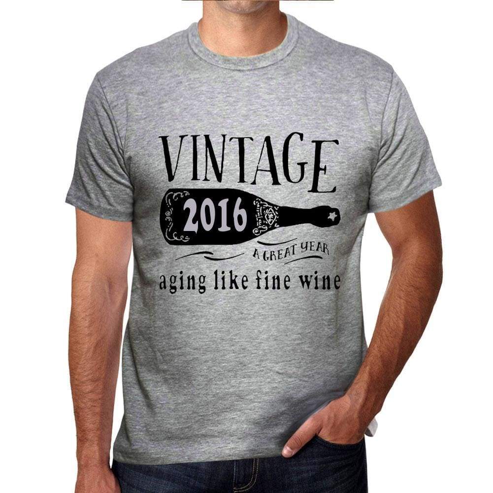 2016 Aging Like A Fine Wine Mens T-Shirt Grey Birthday Gift 00459 - Grey / S - Casual