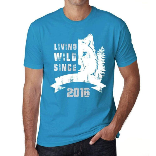 2016 Living Wild Since 2016 Mens T-Shirt Blue Birthday Gift 00499 - Blue / X-Small - Casual