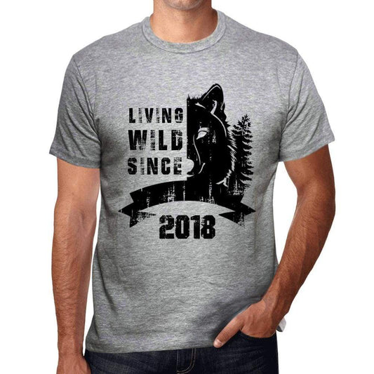 2018 Living Wild Since 2018 Mens T-Shirt Grey Birthday Gift 00500 - Grey / Small - Casual