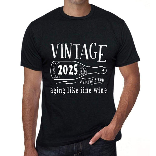 2025 Aging Like a Fine Wine Men's T-shirt Black Birthday Gift 00458 - Ultrabasic