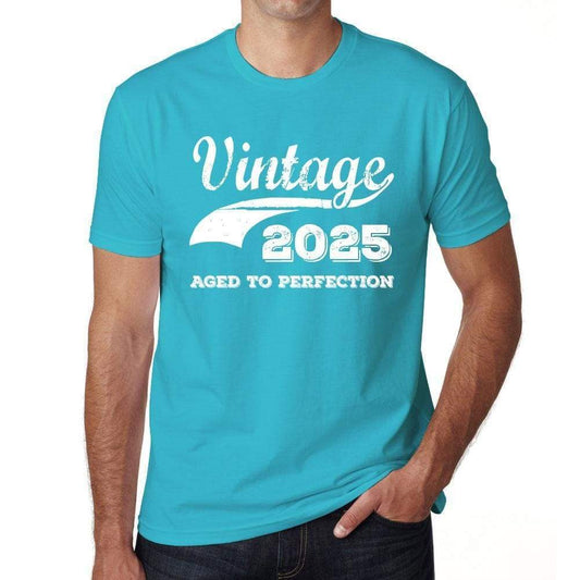 2025 Vintage Aged To Perfection Blue Mens Short Sleeve Round Neck T-Shirt 00291 - Blue / S - Casual