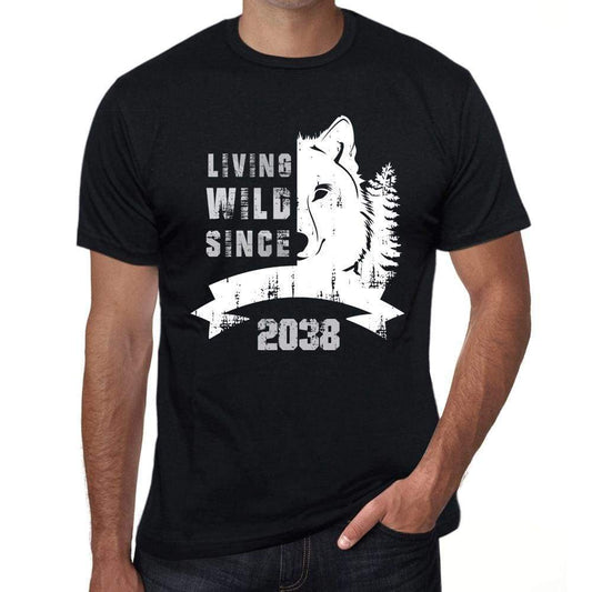 2038, Living Wild Since 2038 Men's T-shirt Black Birthday Gift 00498 - Ultrabasic
