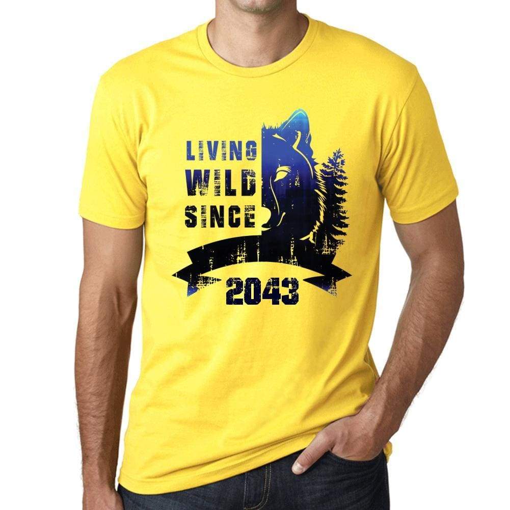 2043 Living Wild 2 Since 2043 Mens T-Shirt Yellow Birthday Gift 00516 - Yellow / Xs - Casual