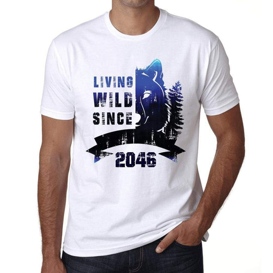 2046 Living Wild Since 2046 Mens T-Shirt White Birthday Gift 00508 - White / Xs - Casual