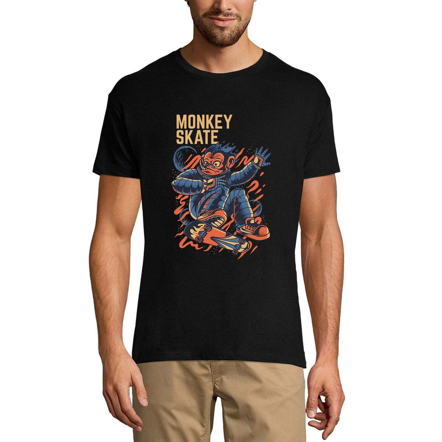 ULTRABASIC Men's Novelty T-Shirt Monkey Skate - Funny Animal Tee Shirt