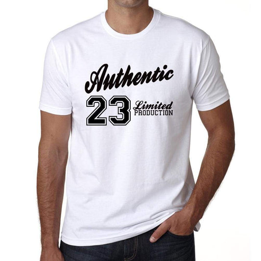 23 Authentic White Mens Short Sleeve Round Neck T-Shirt 00123 - White / L - Casual