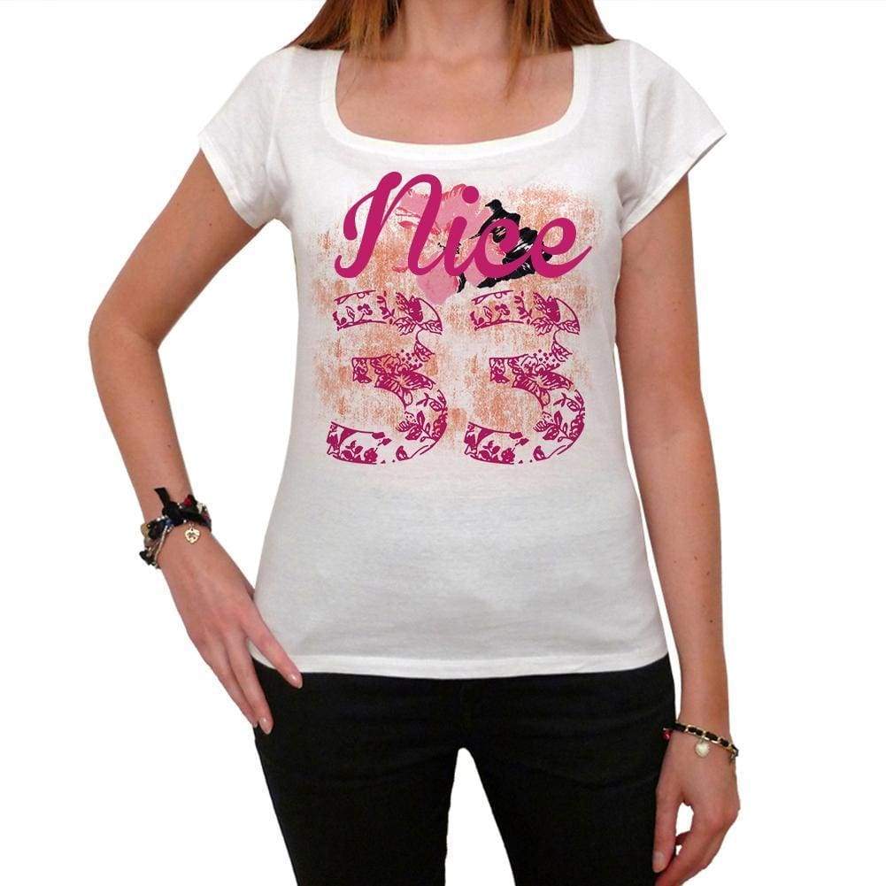 33 Nice City With Number Womens Short Sleeve Round White T-Shirt 00008 - Casual