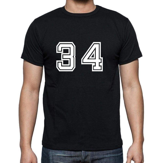 34 Numbers Black Mens Short Sleeve Round Neck T-Shirt 00116 - Casual