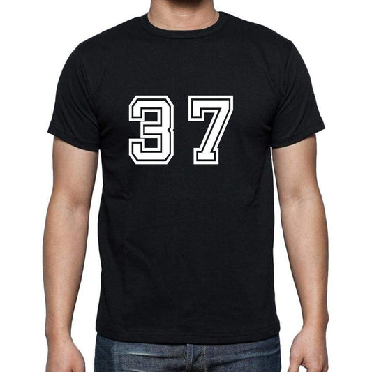 37 Numbers Black Mens Short Sleeve Round Neck T-Shirt 00116 - Casual