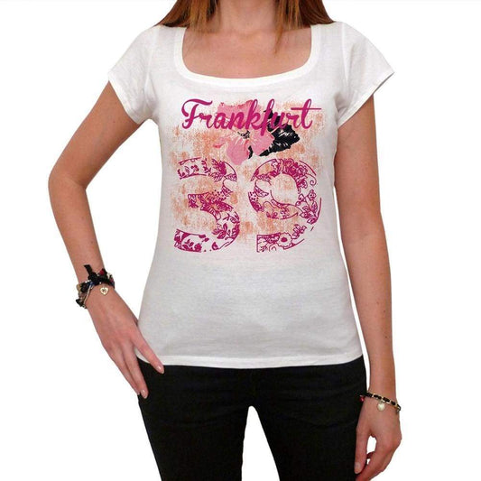 39 Frankfurt City With Number Womens Short Sleeve Round White T-Shirt 00008 - White / Xs - Casual