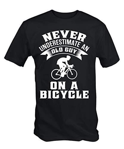 Men's T-shirt Funny Cyclist Never Underestimate An Old Guy On A Bicycle Tshirt Black