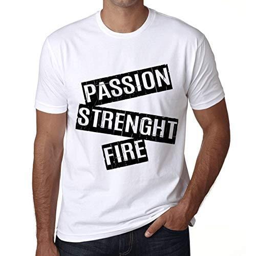 Ultrabasic - Homme T-Shirt Graphique Passion Strength Fire T-Shirt Cadeau Lettre d'impression Blanc