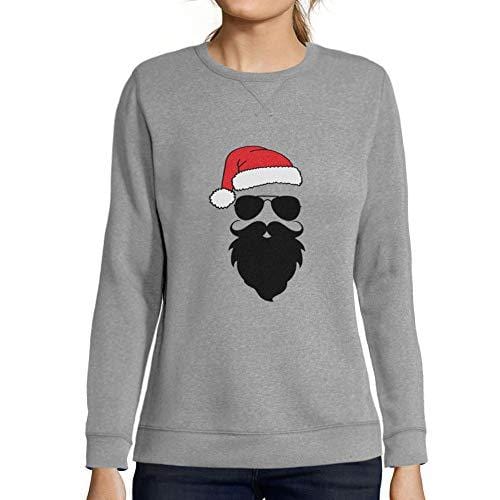 Ultrabasic - Femme Imprimé Graphique Sweat-Shirt Marrant Père Noël Cool Cadeau de Noël Gris Chine