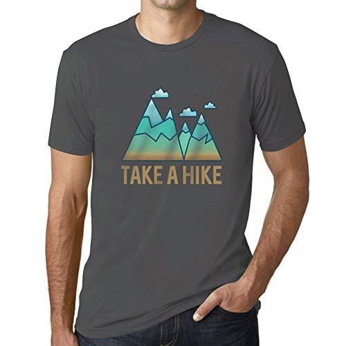 Ultrabasic - Homme Graphique Col V Tee Shirt Take a Hike Gris Souris