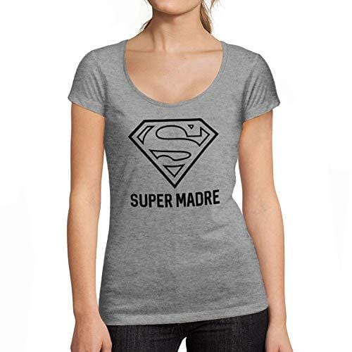 Ultrabasic - Femme Graphique Super Madre T-Shirt Cadeau Idées Tee Gris Chiné