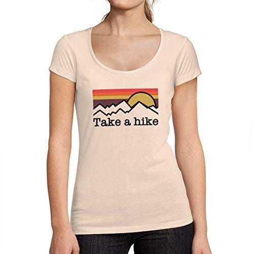 Ultrabasic - Tee-Shirt Femme col Rond Décolleté Take a Hike Rose Crémeux
