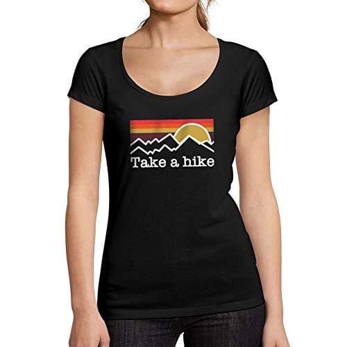 Ultrabasic - Tee-Shirt Femme col Rond Décolleté Take a Hike Noir Profond