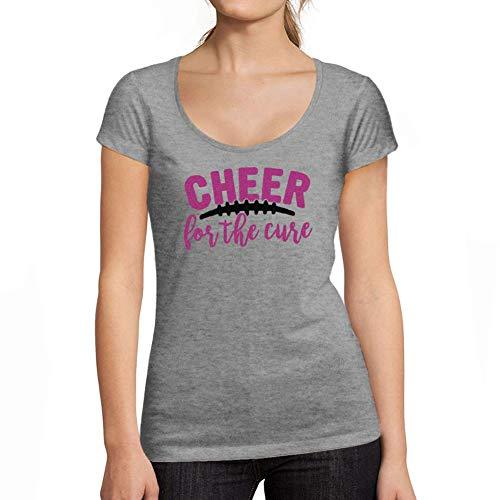 Ultrabasic - Tee-Shirt Femme col Rond Décolleté Cheer for The Cure Gris Chiné