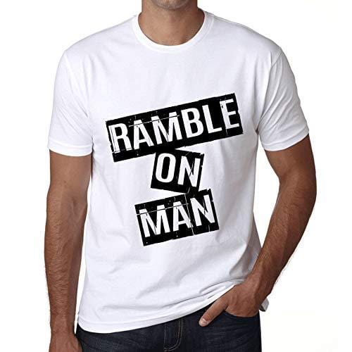 Ultrabasic - Homme T-Shirt Graphique Ramble on Man T-Shirt Cadeau Lettre d'impression Blanc