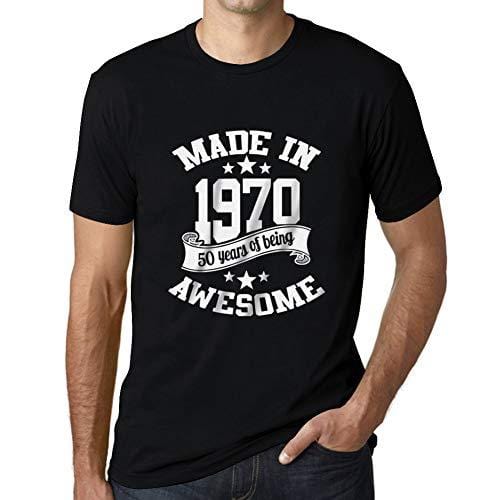 Ultrabasic - Homme T-Shirt Graphique Made in 1970 Idée Cadeau T-Shirt pour Le 50e Anniversaire Noir Profond