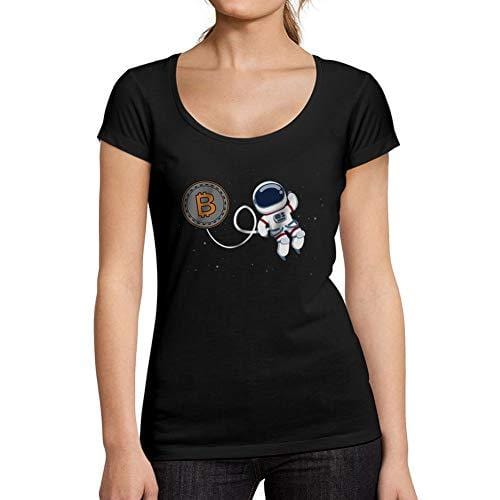 Ultrabasic - Tee-Shirt Femme Manches Courtes Bitcoin à La Lune T-Shirt HODL BTC Crypto Commerçants Cadeau Imprimé Tée-Shirt Noir Profond