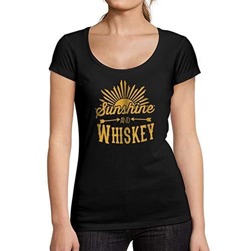 Ultrabasic - Tee-Shirt Femme col Rond Décolleté Sunshine and Whiskey Noir Profond