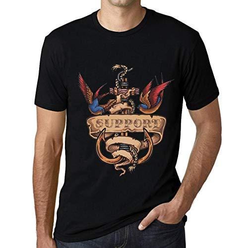 Ultrabasic - Homme T-Shirt Graphique Anchor Tattoo Support Noir Profond