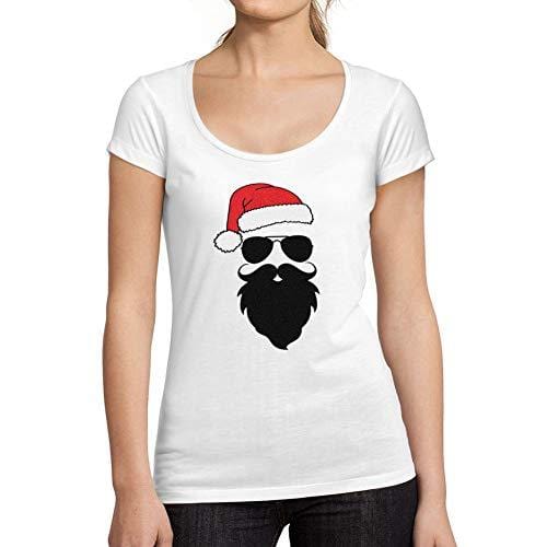 Ultrabasic - Femme Graphique Marrant Père Noël Cool de Noël T-Shirt Cadeau Tee Blanco