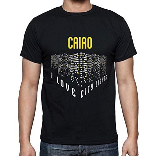 Ultrabasic - Homme T-Shirt Graphique J'aime Cairo Lumières Noir Profond