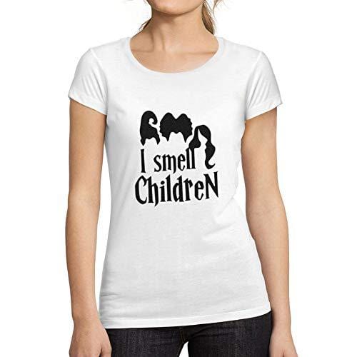 Ultrabasic - Tee-Shirt Femme Manches Courtes I Smell Children Halloween Lettre T-Shirt imprimé Blanco