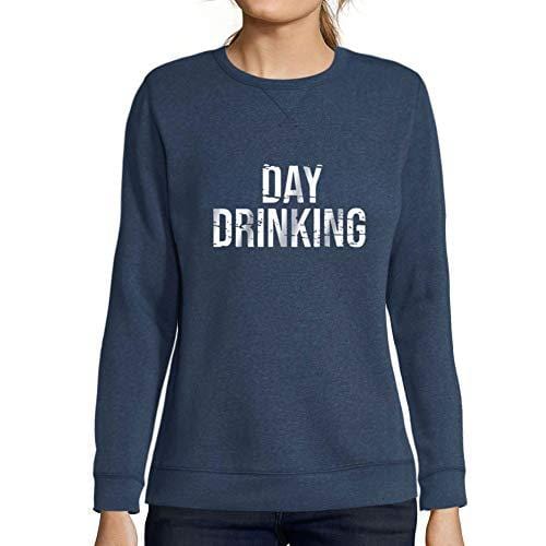 Ultrabasic - Femme Imprimé Graphique Sweat-Shirt Drinking All Day Marrant Action de Grâces Idées Cadeaux Denim